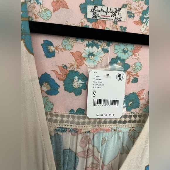 NET $229 Free People Floral Maxi Dress with double Bell Sleeves - Picture 8 of 9